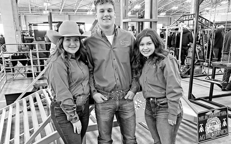 (L to R) Lakyn Fortenberry, Karson Brown, and Genevieve Rubio show off their ATV Cattle Guard