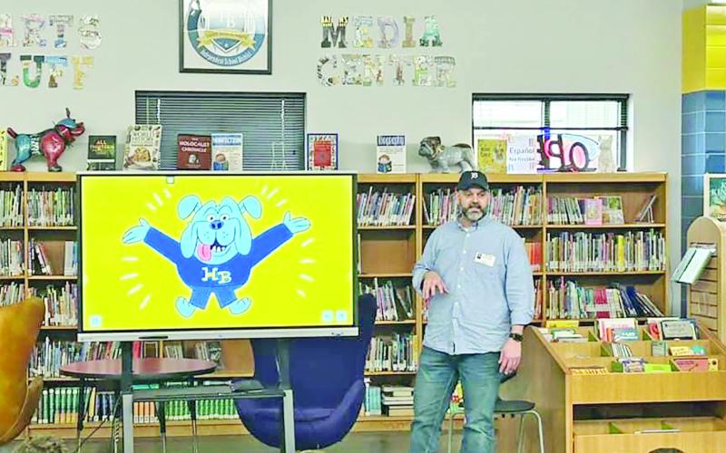 Author and illustrator Jared Chapman stopped by Harts Bluff Elementary to read his new story, “Seals Are Jerks!” to HBE students. COURTESY PHOTO