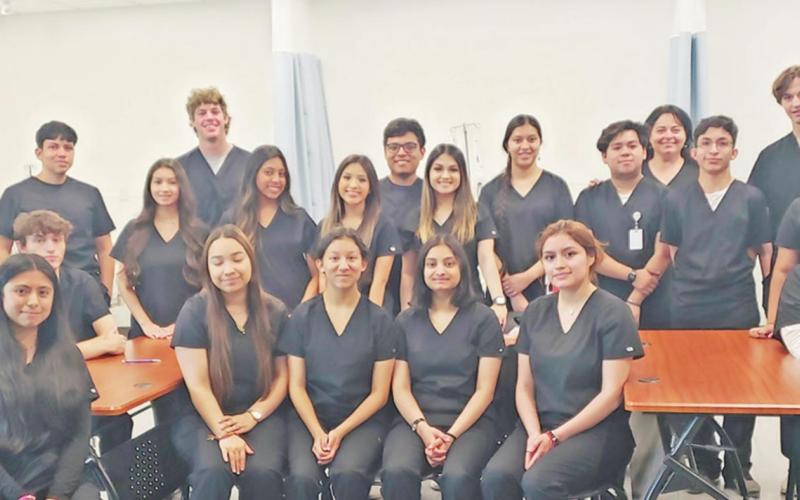 MPHS Certified Clinical Medical Assistants: Back row (L to R): Hugo Bernardi, Jose Olvera, Keller Thompson, Jonathan Tepetate, Neida Perez, Angie Ayers (instructor), Matthew Tucker COURTESY PHOTO