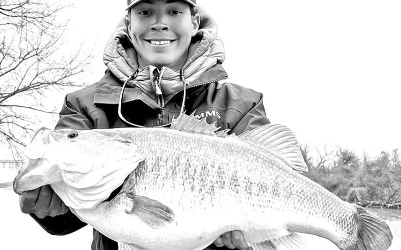 Dylan Sorrells of Dallas displays the 13.64 pound Legacy Lunker he caught on Jan. 27 at Richland Chambers Reservoir. The fish is a personal best for the 18-year-old angler and the first 13 pounder reported from RC since 2008. (Courtesy Photo Dylan Sorrells)