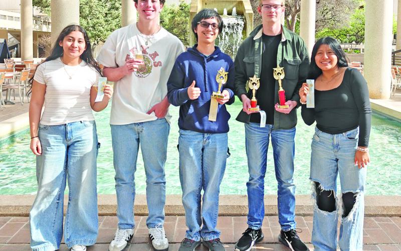 The 4th place Calculator Applications team (L to R) Yahaira Pina, Alessandro Greco, Julian Chancellor, Luke Thurman, and Karen Sandate COURTESY PHOTO