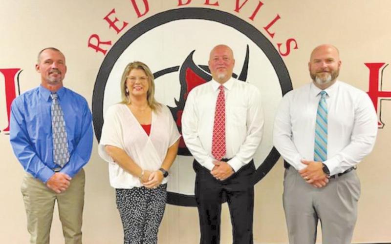 Pictured from left to right: Junior High Principal-ChrisMcClure, Elementary Principal-Misty Lake, CHISD Superintendent-Daniel Pritchett, High School Principal-Matt Dunn COURTESY PHOTO