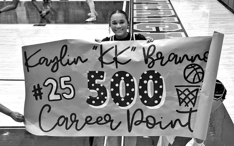 Kaylin Brannon celebrates scoring her 500th career point.