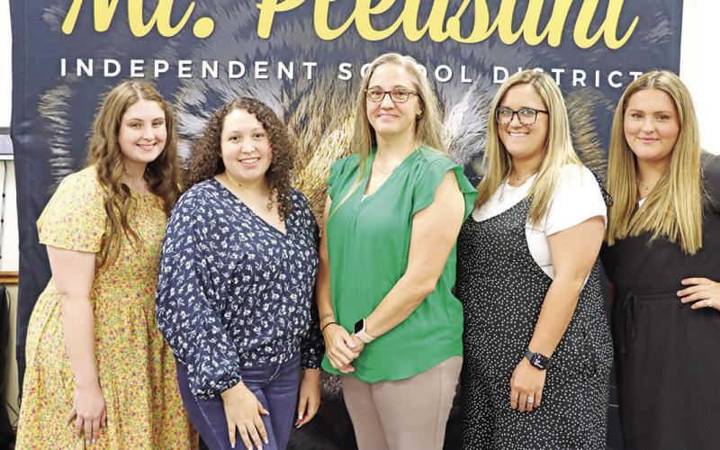 New staff members at E.C. Brice Elementary (left to right) Billi Woods Leslie Caamal, Tiffany Bigelow, Holly Cameron, and Hannah Gage.