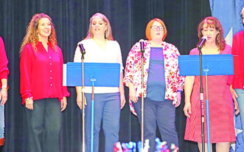 “The Andrews Sisters” (left to right) Julie Merrill, Tracie Johnson, Ashley Sterrett, Alicia Hargett, Deanna Warren, and Nan Verner