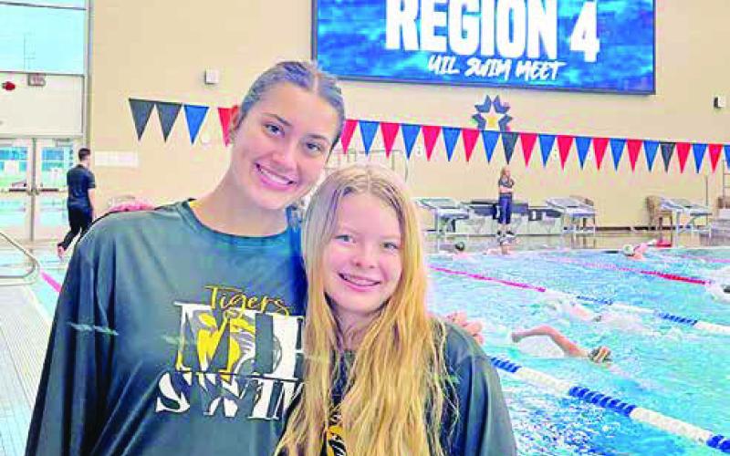 MPHS Tiger Swim regional competitors Sophie Greco (left) and Emelia Ethridge
