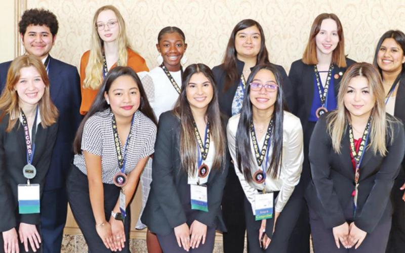 MPHS FBLA National Qualifiers – Row 1 L to R: Natalie Crockett, Monserrat Rivero Sanchez, Joselyn Reyes, Evelyn Rodriguez, Natalia Plascencia, Hope Powell. Row 2 L to R: Luiz Olvera, Anthony Orellana, Taylor Hubbs, Elizabeth Lockett, Perla Guzman, Connelly Cowan, Heidi Ramirez, Clayton Brison. Not pictured: Odalys Adame, Michelle Calderon, Joseline Almazan, Idania Castanon, Ilse Ojendis, Yasenia Paloblanco, Tiffany Rangel COURTESY PHOTO ero Sanchez, Jose