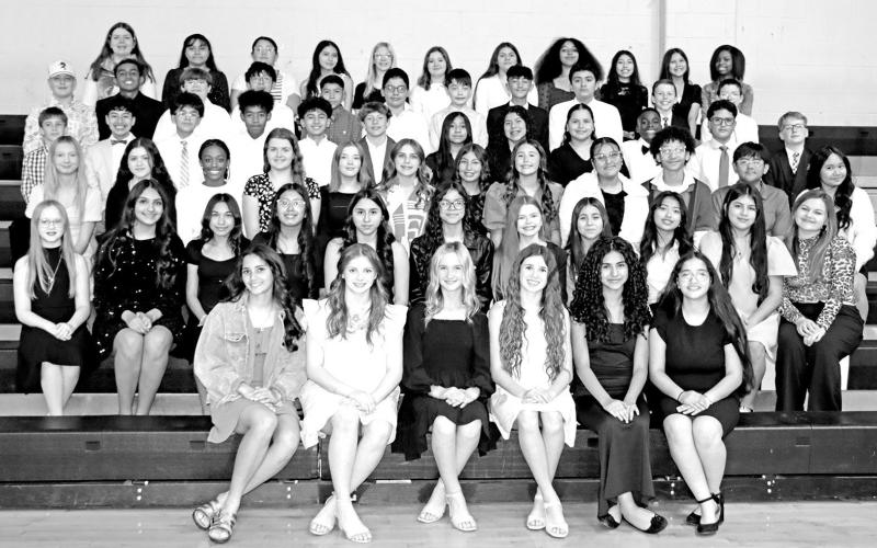 The new members of the MPJH National Junior Honor Society with the NJHS officers (front row)