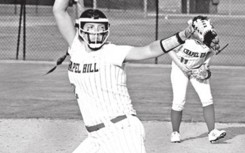 Chapel Hill senior pitcher Presley Applegate was named 13- 3A Pitcher of the Year and also received academic all-district and academic all-state honors. TRIBUNE PHOTO / QUINTEN BOYD