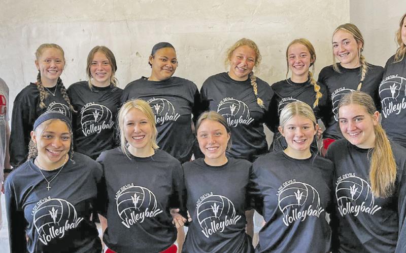 Front Row, pictured left to right: Cailyn Johnson, Mackenzie Bowers, Hadley Kump, Kaylee Tompkins, Abigail Thrapp. Back Row, pictured left to right: Assistant Coach Cody Morris, Hannah Rhea, Kayda White, Soraya Solis, Varsity Manager Makaylee Montgomery, Ella Waldon, Keira Hawkins, Head Coach Bretley Beasley. COURTESY PHOTO
