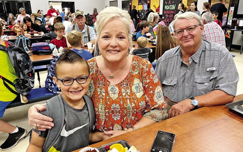 Grandson Samuel Beckett is pictured with grandmother Angie Beckett and grandfather Randy Beckett.