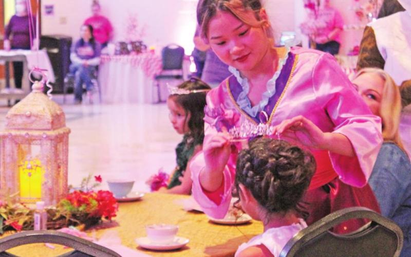 Each little princess received a tiara and a corsage.