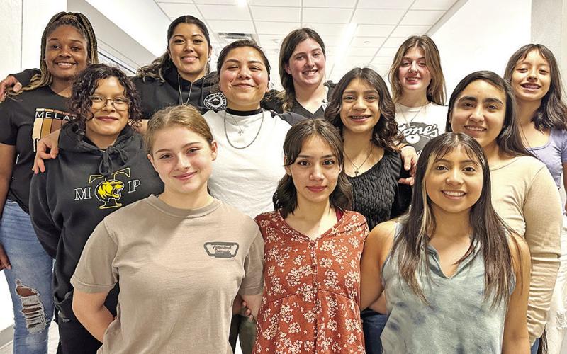 MPHS Lady Tiger Powerlifting Regional qualifiers. From left: (1st row L to R): Jordan West, Araceli Landaverde, Dori Macedo. (2nd row L to R): Alexandra Martinez, Nayeli Jaimes, Jasmine Landaverde, Xitlaly Sanchez. (3rd row L to R): Saniya Milton, McKinsee Oviedo, Jenna Cook, Zoe Zittel, Karen Hernandez. Not pictured: Audrie Mendoza COURTESY PHOTO
