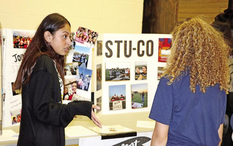 MPHS senior, Angelina Hernandez, speaks to a potential new member of Student Council