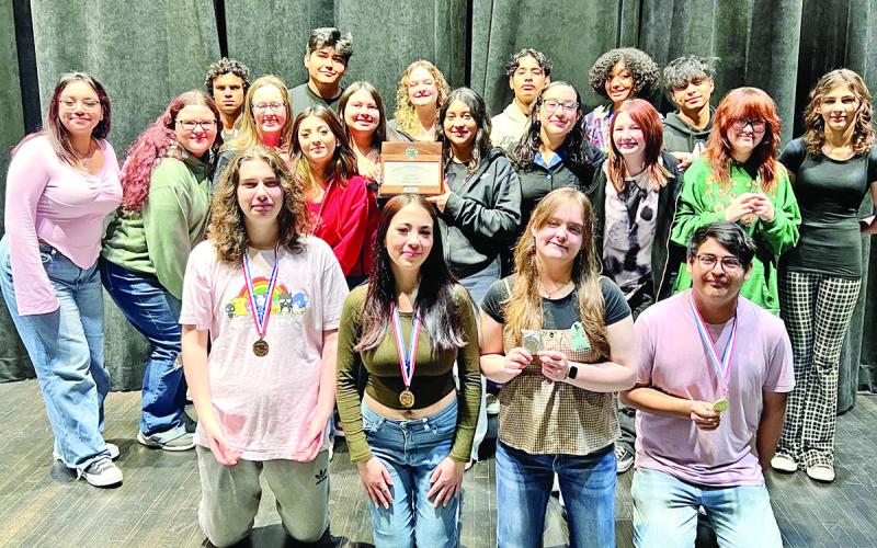 Members of the Mount Pleasant High School cast and crew of Wit COURTESY PHOTO