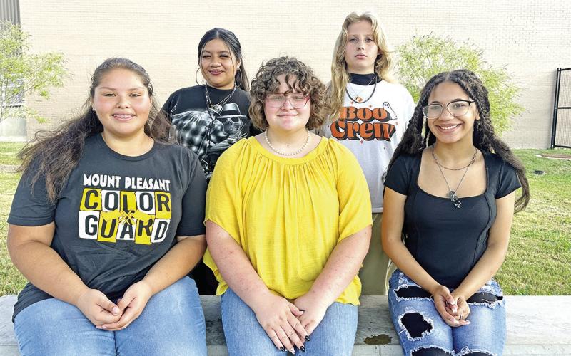 The Mount Pleasant High School Concert Choir recently selected officers for the 2023-2024 school year. Pictured are (front row L to R) Vice-President Leticia Willis, President Grace Zittel, Secretary Onystie Gamble and (back row L to R) Stage Manager Lesly Flores and Photographer Trixz Kimball COURTESY PHOTO