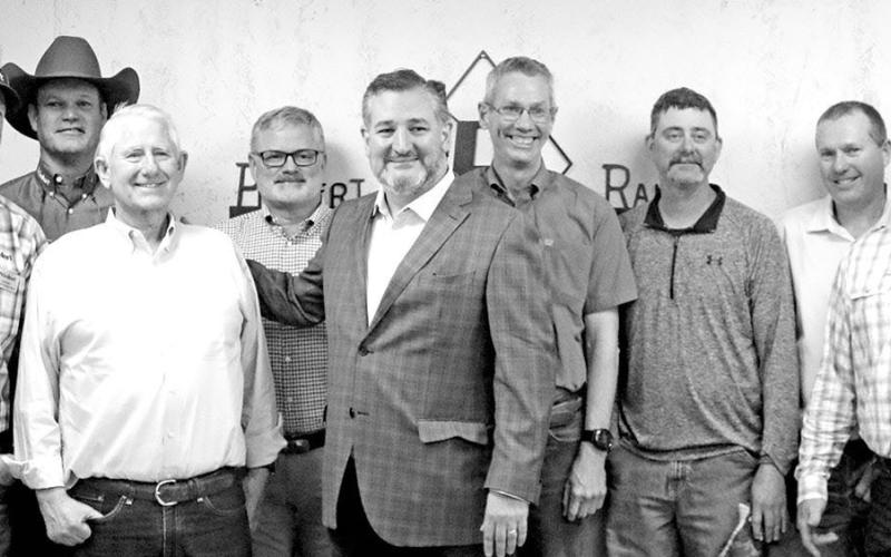 Sen. Cruz toured the Priefert Manufacturing facility in Mount Pleasant as well as M&amp;amp;F Western Products in Sulphur Springs Tuesday afternoon. Sen. Cruz is pictured with a number of leaders from Priefert, including Bill Priefert. TRIBUNE PHOTO / QUINTEN BOYD