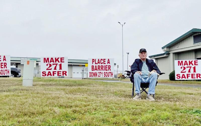 Gene Baxter outside the TxDOT office in Mt. Pleasant hopes to garner enough support to have U.S. Highway 271 made safer for traveling. TRIBUNE PHOTO / RYLEIGH STEGALL
