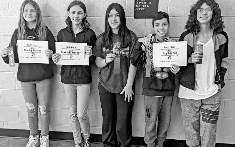 Mount Pleasant Junior High students place at Region 8 Science Fair