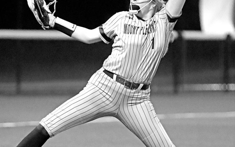 Kammie Terrell delivers to the plate in game one. Terrell and Lady Tigers shutout Walnut Grove in game 1 of the series.