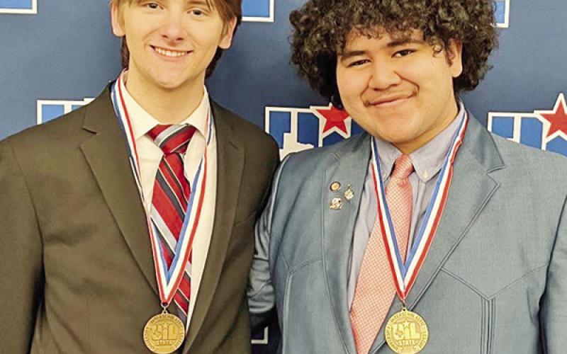 Eli Rider and Anthony Orellana with their UIL State quarterfinal medals