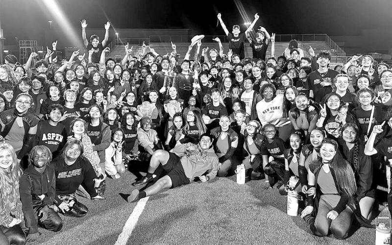 The MPHS Goin’ Gold Band after winning the Battle for the Spear Marching Classic at Winnsboro High School