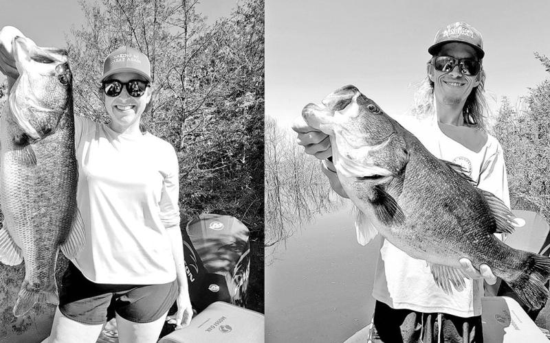 Fishing traffic on Texas’ newest lake has slowed and bass appear to have become more educated since it’s opening in mid-April, but reports of solid catches continue to trickle in. Fishing guide Brandon Dillard steered Jackie Levy (left) and Garrett Gibson to these beauties earlier this month. (Photo courtesy Brandon Dillard) COURTESY PHOTO / MATT WILLIAMS
