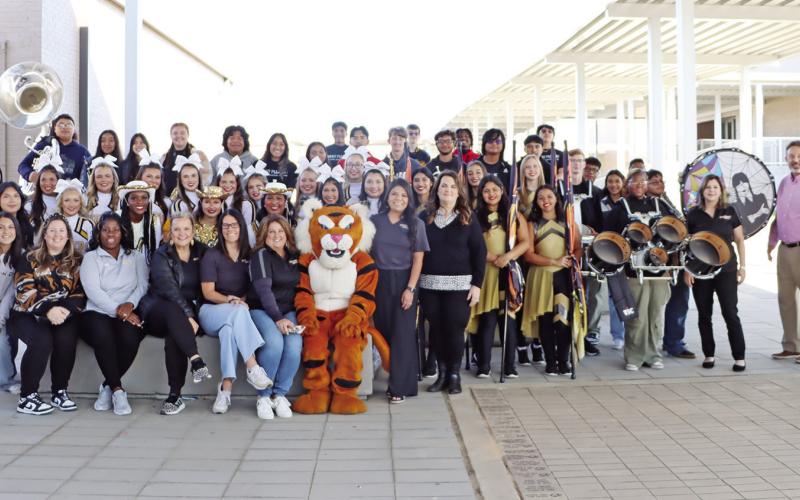 The Fall 2023 Grant Patrol was made up of members of the Goin’ Gold Band, Colorguard, Tiger Dolls, Cheerleaders, and the Mount Pleasant ISD Education Foundation