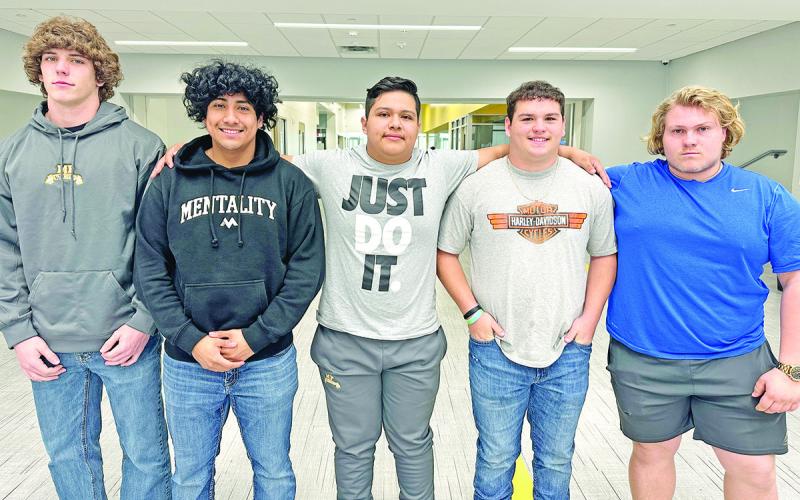 MPHS Tiger Powerlifting Regional qualifiers. From left: Ryder Marshall, Daniel Garcia, Jose Gonzalez, Devon Burtness, Clayton Miller. Not pictured Hudson Hampton. COURTESY PHOTO