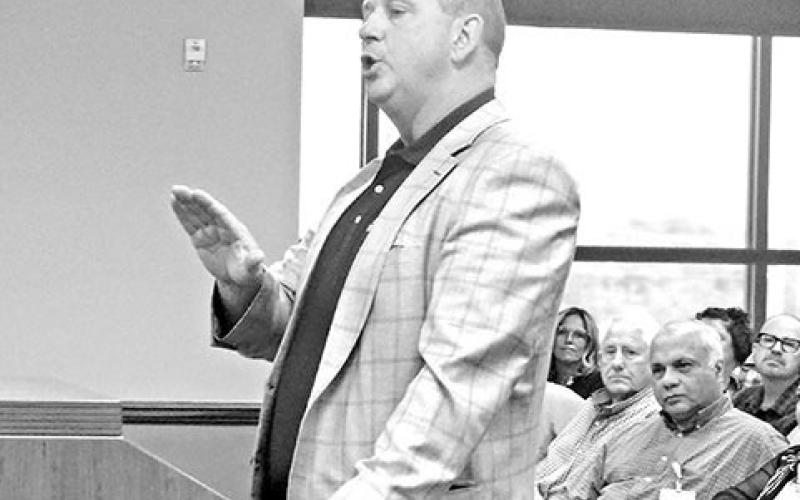 Tiffani Hester, Director of Community Benefit and Patient Experience atTRMC,gaveanemotionalpleatotheBoard TitusCountyJudgeKentCooperspeakstotheTRMCBoard