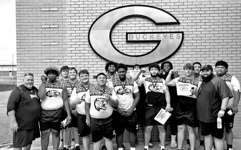 MPHS Tiger Lineman Challenge Champions (L to R) Coach Don Woods, Noah Thomas, James Smart, Case Rodgers, Carson Bell, Caleb Lopez, Landon Cheatum, Nemo Savage, Abraham Buenrostro, Zerek Jimenez, Quay Galloway, Ryder Shaw Christian Gonzalez, Coach Malik Babaa, Anthony Moreno Courtesy photo