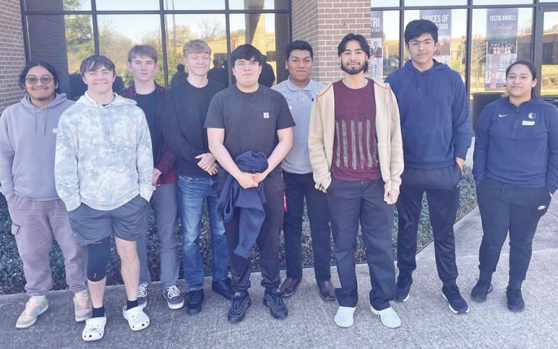 MPHS Engineering students (L to R) Javier Garcia, Nicholas Cates, Clinton Debord, John David Freeman, Estven Perez, Antonio Hernandez, Angel Munoz, Nathaniel Martinez, and Ana Ceballos COURTESY PHOTO
