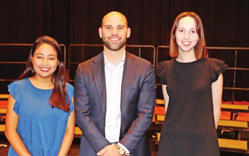 L to R: Monserrat Rivero Sanchez, MPHS Principal Craig Bailey, Connelly Cowan COURTESY PHOTO