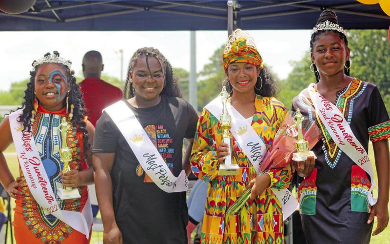 A yearly feature of the Juneteenth SATURDAY Celebration is the Tiny Miss, Little Miss and Miss Juneteenth Pageant which allows local girls ages 1-10 to compete for the top crown.