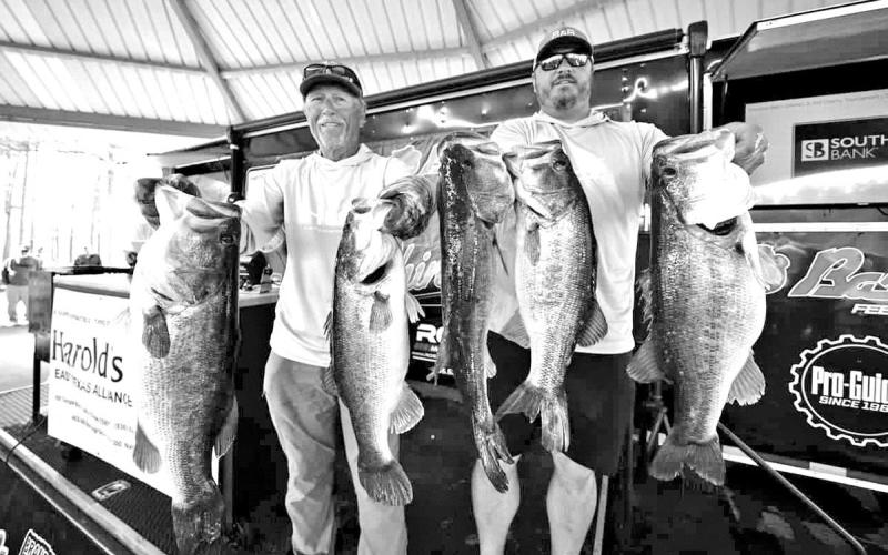 Recent tournament weights and verified trophy bass submissions are among the components Bassmaster evaluates when putting together its annual list of America’s Top 100 bass lakes. Tommy Martin (left) and his son, Blake, reeled in these whoppers while competing in the “The Grand Slam” event on Sam Rayburn earlier this year. ‘Rayburn is ranked No. 7 among the Central Region’s Top 25. Seven other Texas lakes made the list. (Photo by Brandon Belt Fishing)