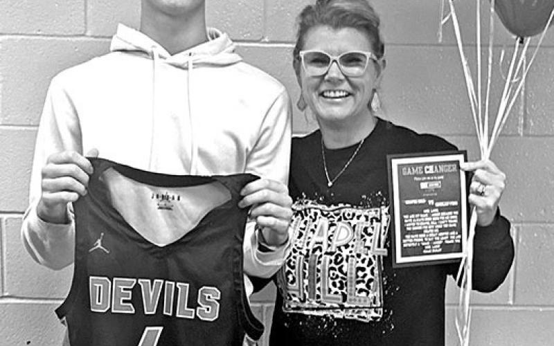 Varsity player #4 Issac Bailey selected Mrs. Misty Lake as his “Game Changer” award recipient for a teacher of influence and impact on his life. She will be honored during the home game vs Quinlan Ford. All varsity basketball players will select a “Game Changer” honoree and they will be honored at home games throughout the season.