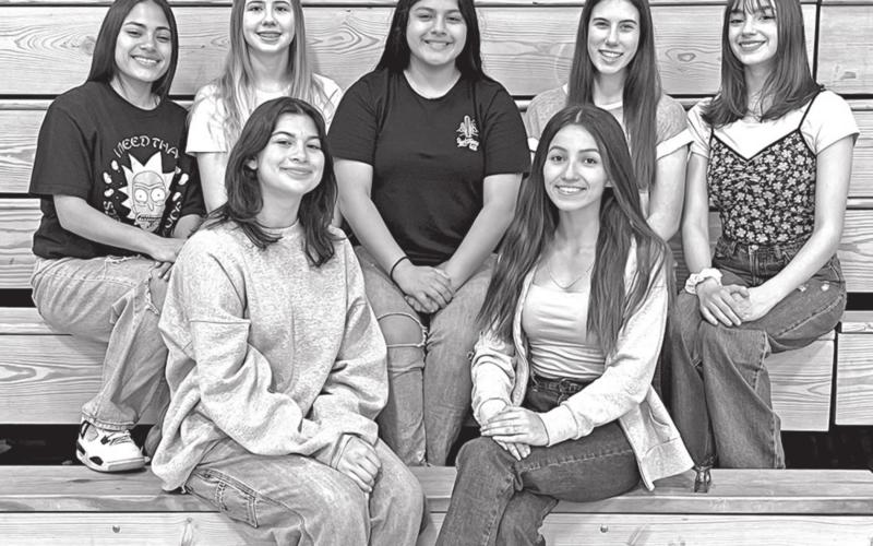 Front Row (L to R): Captain Katherine Phelan, Co-Captain Yasenia Paloblanco. Back Row (L to R): Lieutenants Kaira Leija, Addison Heeren, Jocelyn Marroquin, Gracelyn McClendon, Jillian Jetton COURTESY PHOTO