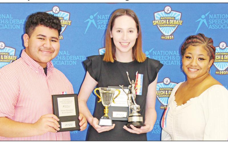 MP Speech and Debate Nationals team (left to right): Anthony Orellana, Connelly Cowan, and Madeline Tumey-Simmons COURTESY PHOTO