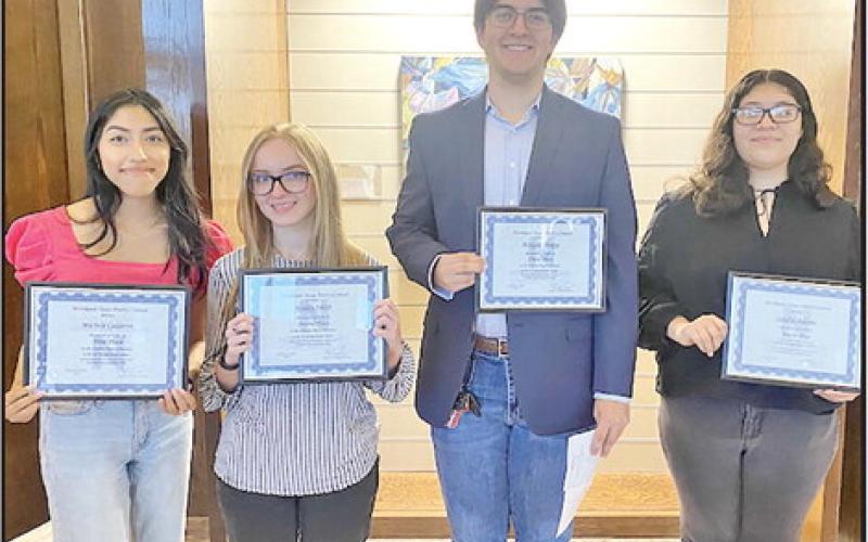 2023 Student Winners of the Northeast Texas Poetry Contest, First through Fourth, Michelle Calderon, Maddy Smith, Morgan Thrapp, and Odalys Adame. COURTESY PHOTO