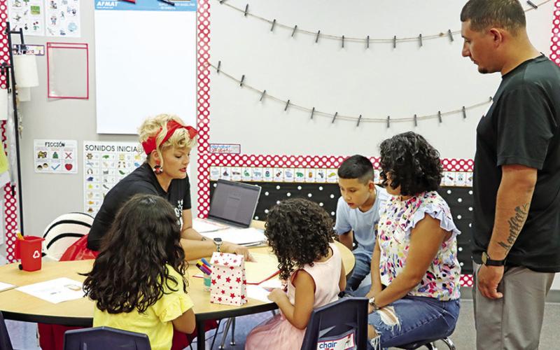 Fowler teacher, Patsie DeSantiago, welcomed a new family to her Kindergarten classroom