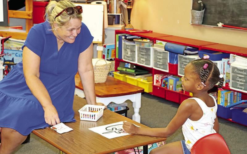 Sims teacher, Kelly Silman, got to know one of her new first graders