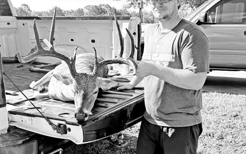 Brazos County archer Tanner Slaten recently learned that the 50-acre tract of property where he has been hunting the last 15 years will be placed up for sale at the end of the hunting season. Slaten bagged his 150 inch 10 pointer off the property on September 30. He reported to TBR: “What an amazing way to end the 15 years of hunting that place. The Lord really saved the best for last.” COURTESY PHOTO / TEXAS BUCK REGISTRY