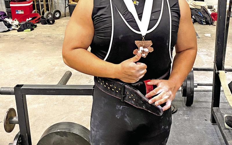 MPHS junior Abraham Buenrostro medaled in 4th place in the Super Heavy Weight Unequipped Division Courtesy Photos