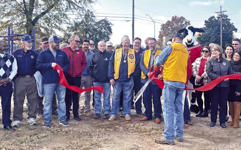 The Lions Club and the Mt. Pleasant Chamber of Commerce cuts the red ribbon for the new park COURTESY PHOTO / MT. PLEASANT CHAMBER OF COMMERCE