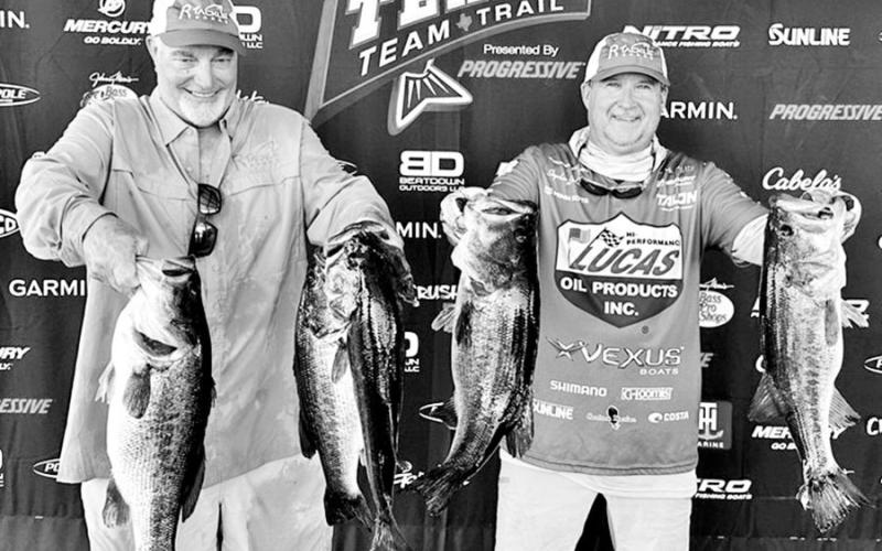 Tim Reneau (left) and Stephen Johnston with their final day limit of 30-03 pounds that iced the Team Trail Championship win on Toledo Bend. (Courtesy Photo) COURTESY PHOTO / MATT WILLIAMS