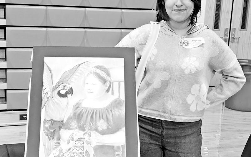 Stephanie Hernandez with her state advancing piece, Eternal Youth