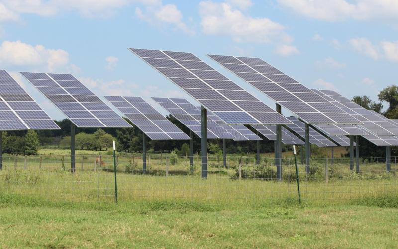 Solar panels provide for the electric needs of the NTCC ag building. TRIBUNE PHOTO / ELIZABETH LANNING