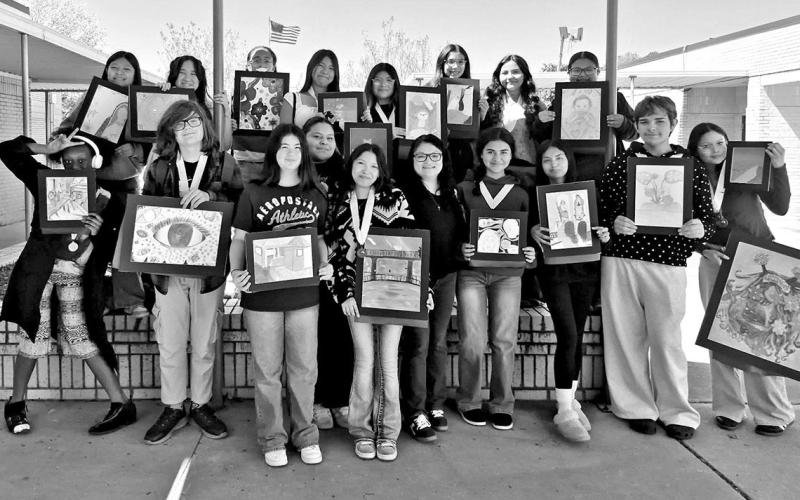 Mount Pleasant Junior High VASE participants: Front row (L to R) Kashayla Dawson, JC Moss, Autumn Sharp, Nathaly Medrano, Zaylin Madora, Instructor Blanca Hernandez, Stephanie Mendoza, Samantha Sierra, Rafael Garcia, Mariangel Mora Back row (L to R) Jannahi Castro, Juliana Mendoza, Laney Craddock, Jaqueline Garcia, Joscelin Moreno, Mia Carrillo, Jaylee Avilez, Jouselyn Bello