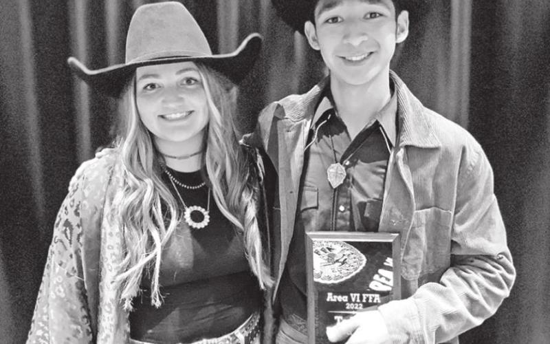 Lakyn Fortenberry and Christo Escalante with their 3rd place plaque for the talent contest. COURTESY PHOTO