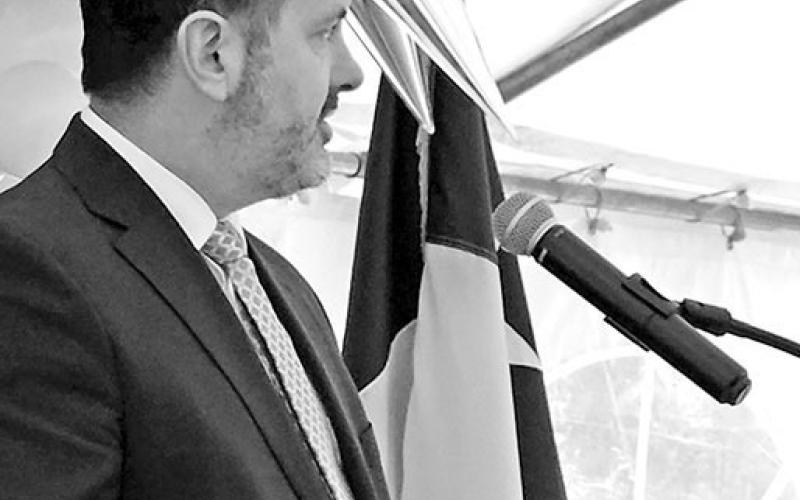 Mt. Pleasant council member Jonathan Hageman speaks during the CHRISTUS groundbreaking